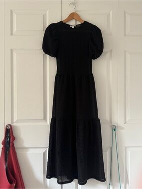 Topshop Black Maxi Dress with Puff Sleeves